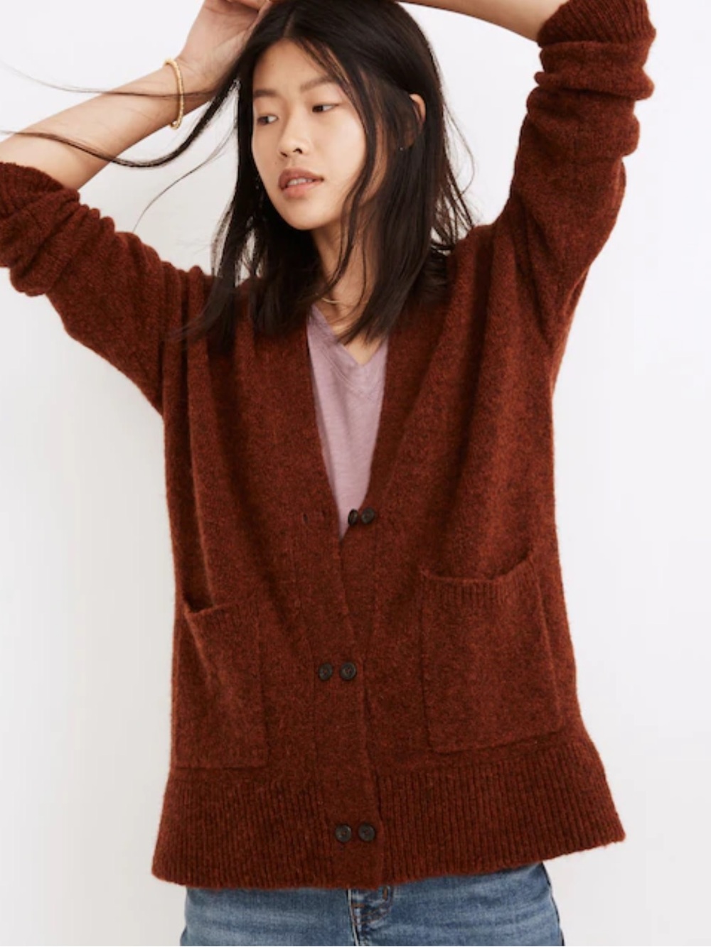 Madewell Allston Double-Button Oversized Wool Alpaca Blend Cardigan Sweater XXS
